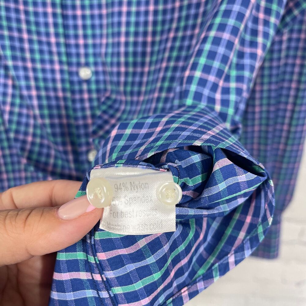 Vineyard Vines Performance Golf Shirt Mens XL Long Sleeve Wicking Plaid Gingham - Picture 4 of 8